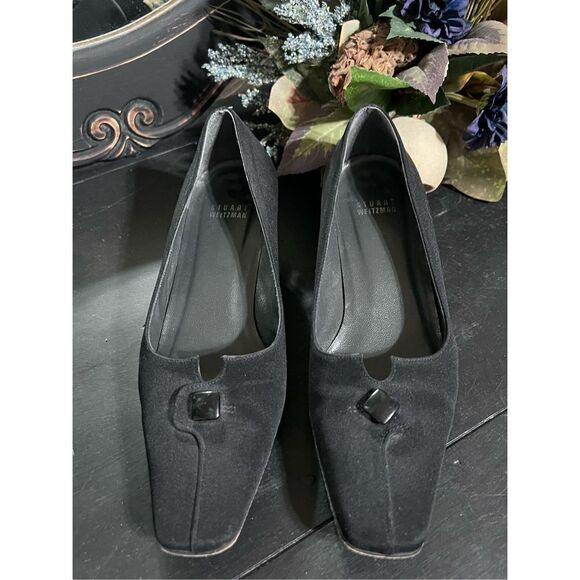 Stuart Weitzman Black Canvas Pumps Size 7.5 W - Picture 2 of 5